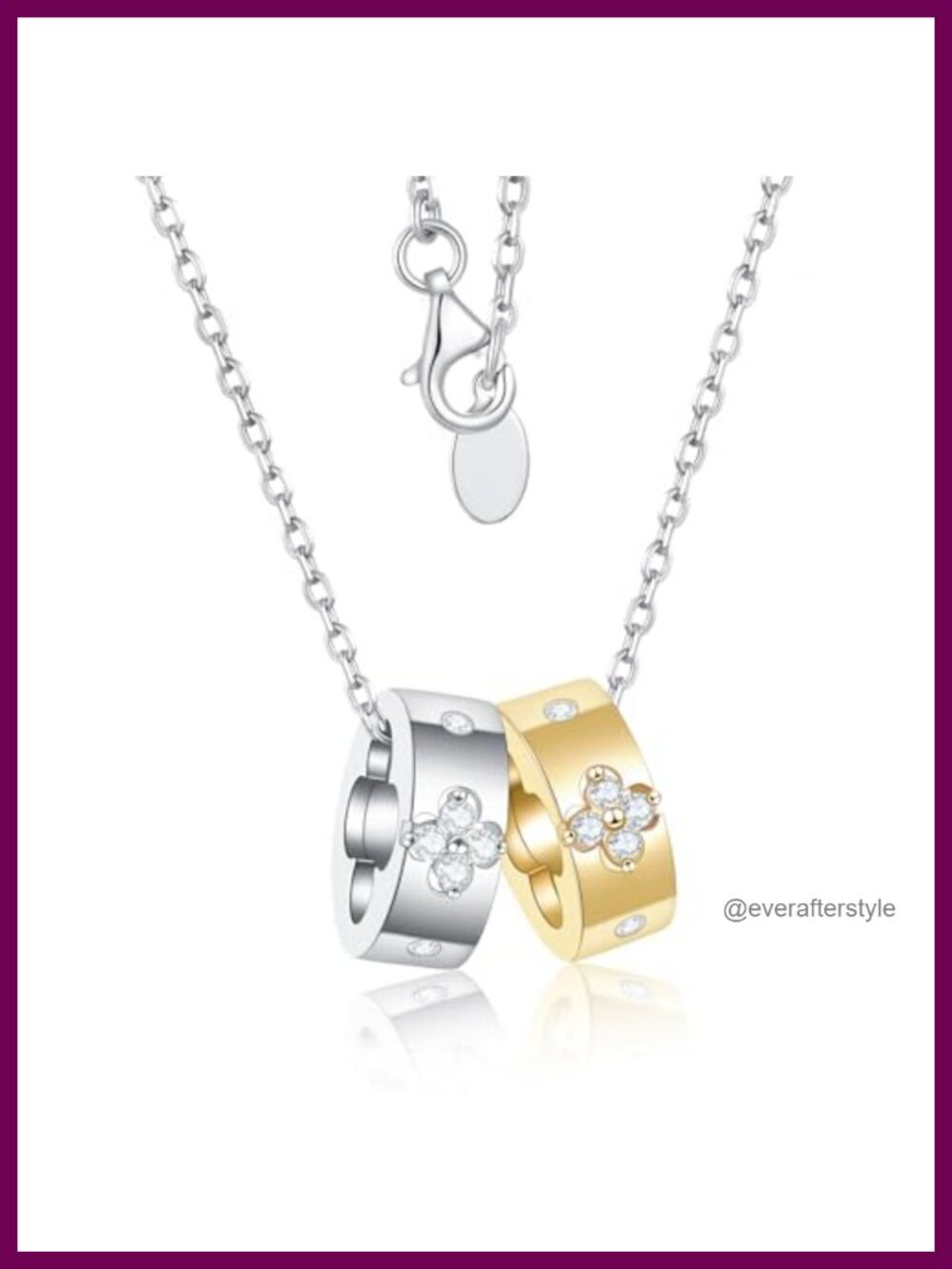 Clover Necklace Women Moissanite 14K Gold Plated S925 Sterling Silver
